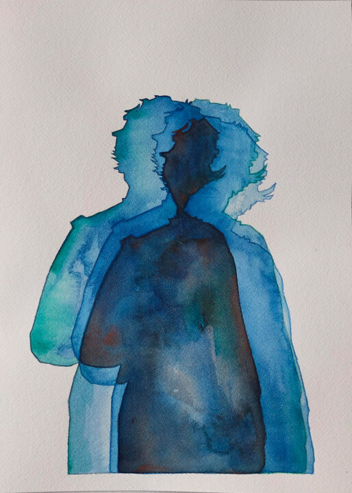 Peinture intitulée "Simone Bleue" par Marc Benoit, Œuvre d'art originale, Aquarelle