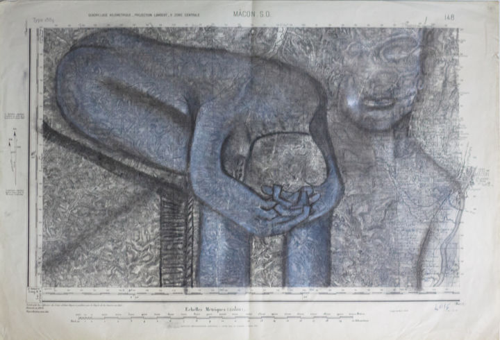 Desenho intitulada "Mâcon" por Marc Bergeron, Obras de arte originais