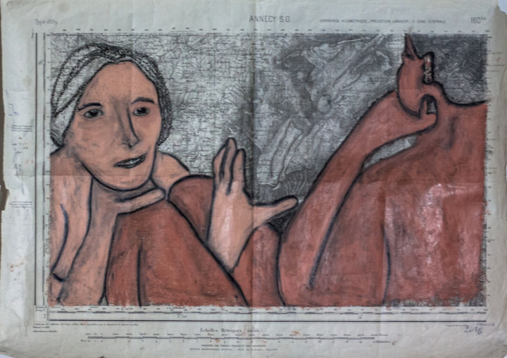 Desenho intitulada "Annecy" por Marc Bergeron, Obras de arte originais