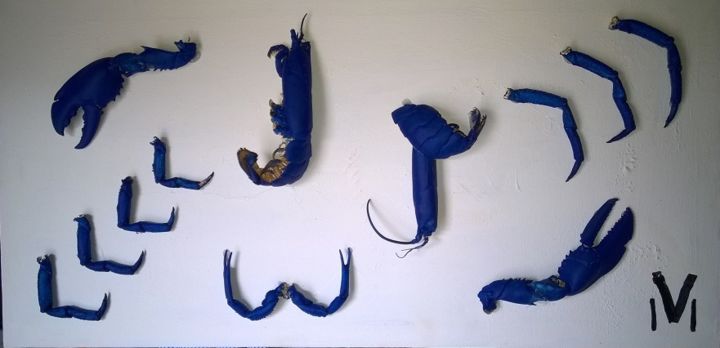 Malerei mit dem Titel "Crabmard bleu" von Marc, Original-Kunstwerk, Acryl