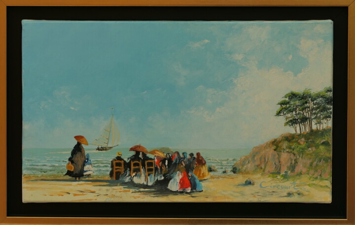 Painting titled "Regards sur la frég…" by Marc Brocheton De Circourt, Original Artwork, Oil Mounted on Wood Stretcher frame