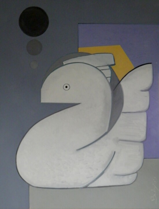 Pittura intitolato "Free Dove by Bulyss" da Marc Bulyss, Opera d'arte originale, Olio Montato su Telaio per barella in legno