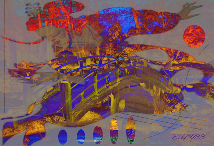 Digitale Kunst mit dem Titel "Jump on Japanese Br…" von Marc Bulyss, Original-Kunstwerk, Digitale Malerei