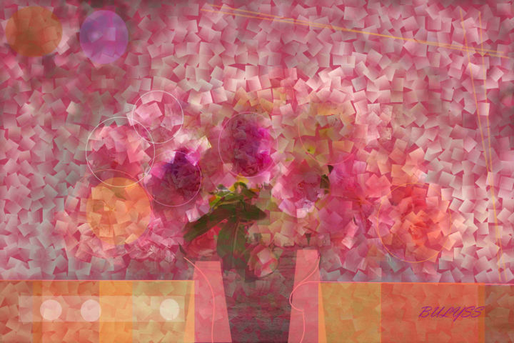 Arte digital titulada "Floral Cubism" por Marc Bulyss, Obra de arte original, Pintura Digital