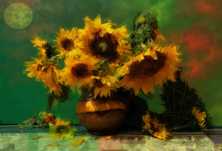 Digitale Kunst getiteld "Sun Flowers" door Marc Bulyss, Origineel Kunstwerk, Digitaal Schilderwerk