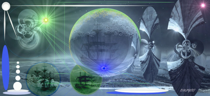 Arts numériques intitulée "Space Pirates" par Marc Bulyss, Œuvre d'art originale, Peinture numérique