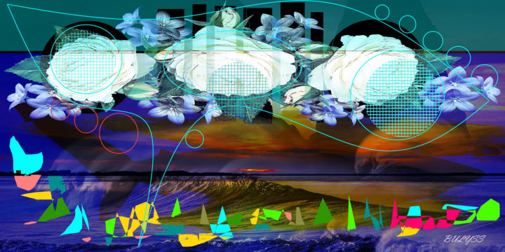 Digitale Kunst mit dem Titel "The Blue Shark" von Marc Bulyss, Original-Kunstwerk, Digitale Malerei