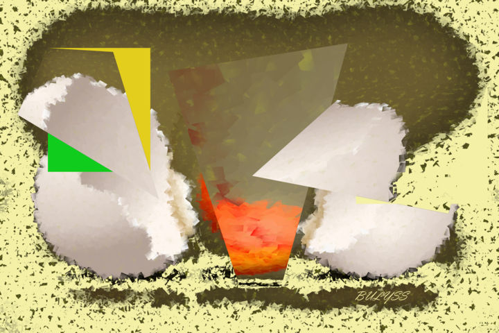 Arts numériques intitulée "Broken Egg" par Marc Bulyss, Œuvre d'art originale, Peinture numérique