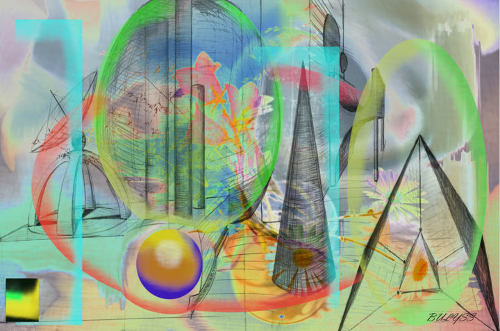 Arts numériques intitulée "Geometric science" par Marc Bulyss, Œuvre d'art originale, Peinture numérique