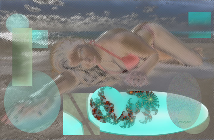 Digitale Kunst mit dem Titel "Emerald Beach" von Marc Bulyss, Original-Kunstwerk, Digitale Malerei