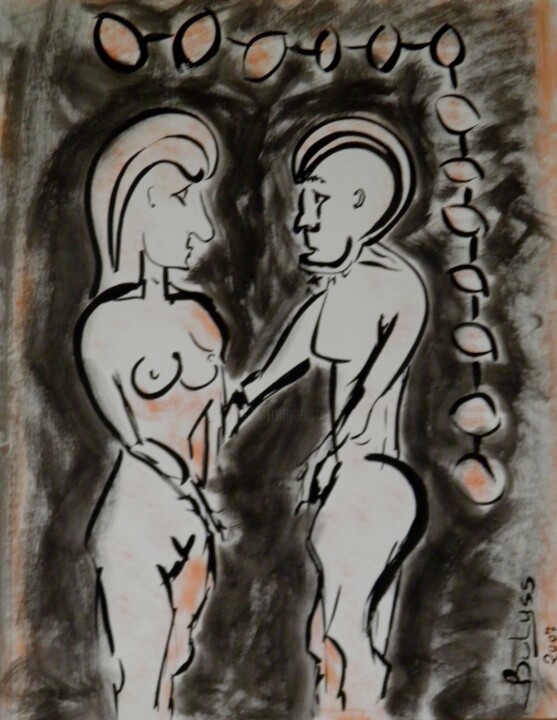 Malerei mit dem Titel "Un Homme une Femme" von Marc Bulyss, Original-Kunstwerk, Acryl