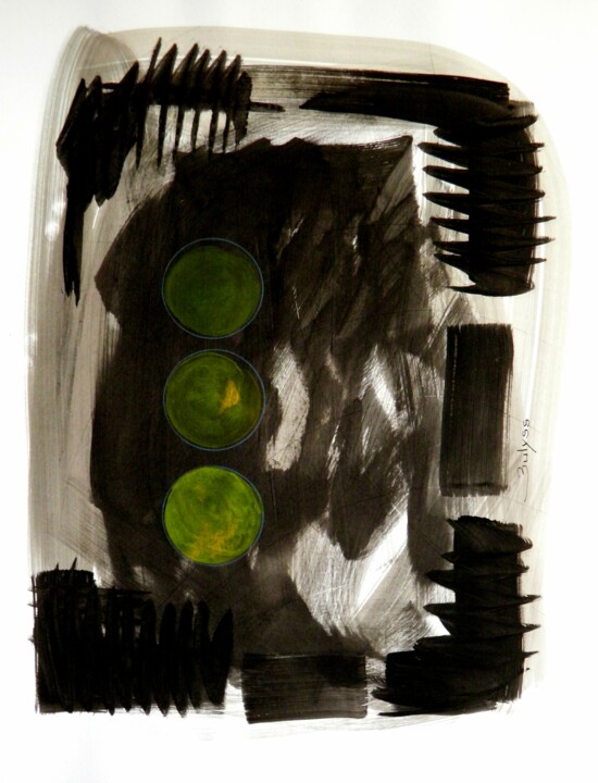 Σχέδιο με τίτλο "Three Sideral Points" από Marc Bulyss, Αυθεντικά έργα τέχνης, Μελάνι
