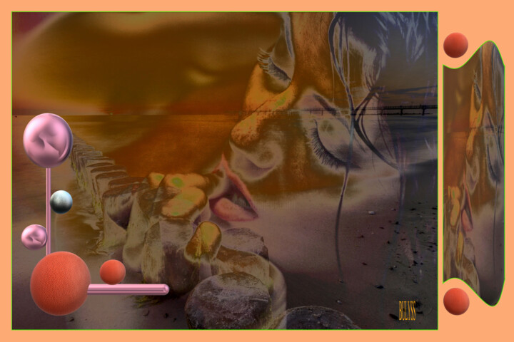 Digitale Kunst getiteld "Woman Orange Gravity" door Marc Bulyss, Origineel Kunstwerk, Digitaal Schilderwerk