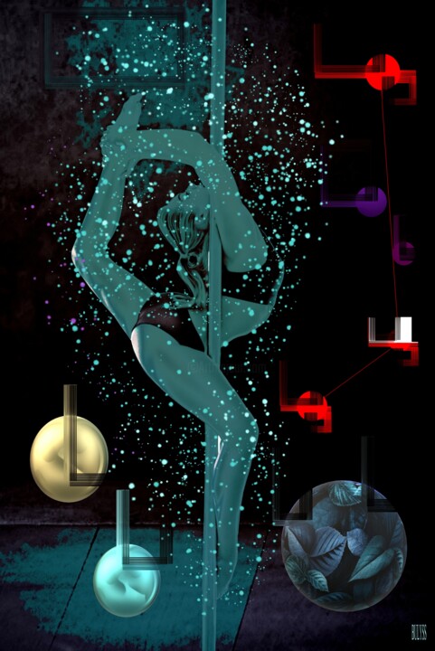 Digital Arts titled "Women Stripper N°2" by Marc Bulyss, Original Artwork, Digital Painting