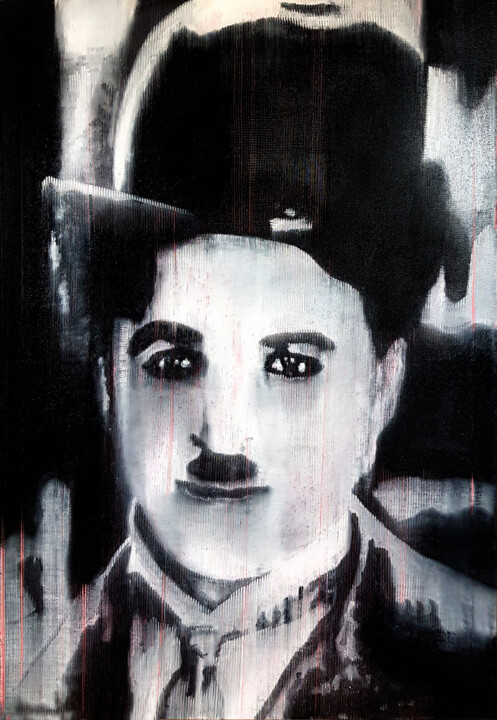 Painting titled "Charly Chaplin" by Marc Carniel, Original Artwork, Oil