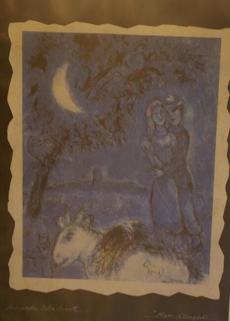 Pintura titulada "LOS NOVIOS SOBRE CA…" por Marc Chagall, Obra de arte original