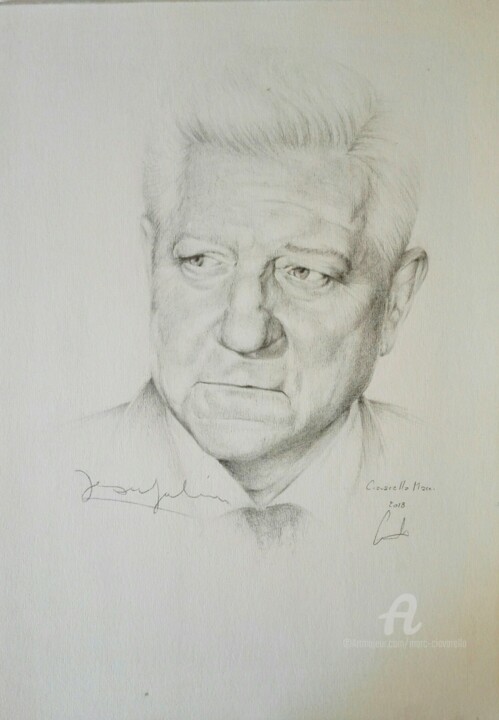 Drawing titled "Jean Gabin" by Marc Ciavarella, Original Artwork, Pencil