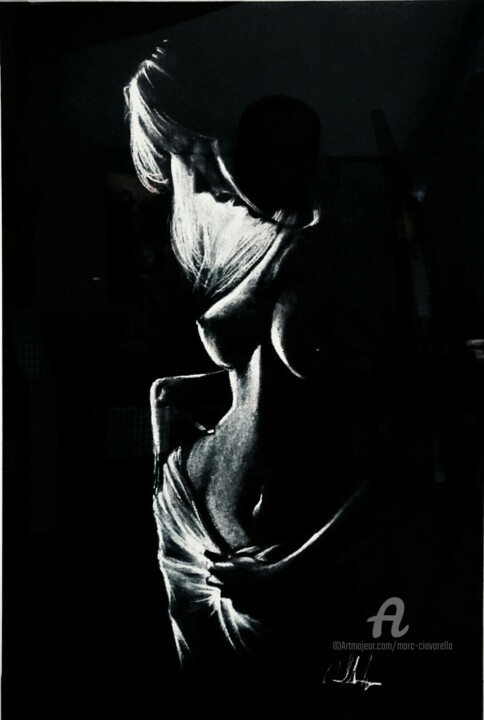 Dessin intitulée "Ombre et lumière -…" par Marc Ciavarella, Œuvre d'art originale, Craie