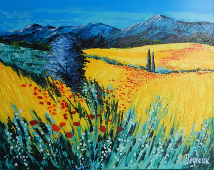 Malerei mit dem Titel "Provence moderne" von Marc Degieux, Original-Kunstwerk, Öl