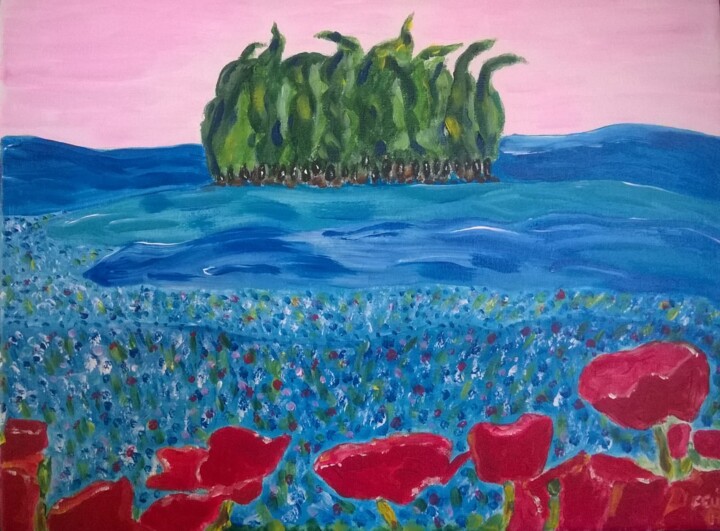 Schilderij getiteld "Les coquelicots." door Marc Felix, Origineel Kunstwerk, Acryl