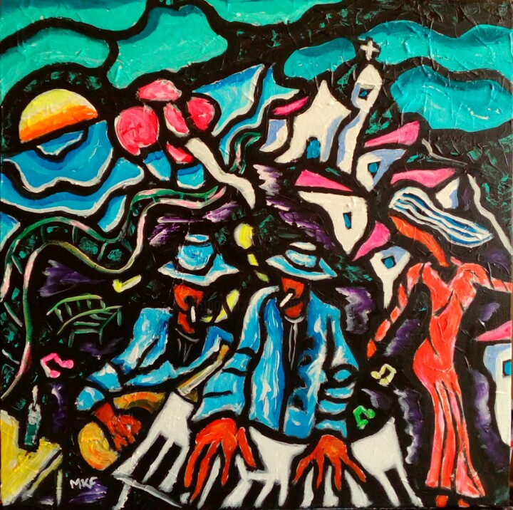 Painting titled "Fiesta." by Marc Felix, Original Artwork, Acrylic