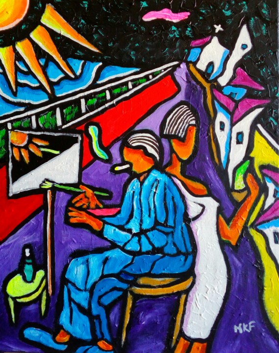 Painting titled "Pintando." by Marc Felix, Original Artwork, Acrylic