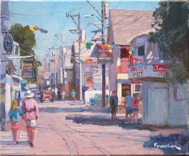 Painting titled "Provincetown, Massa…" by Marc Forestier, Original Artwork, Oil Mounted on Wood Stretcher frame