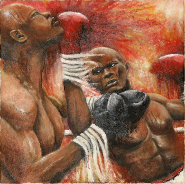 Painting titled "Boxe / boxing" by Marc Haumont, Original Artwork, Oil