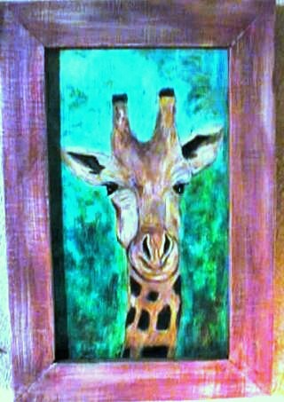 Painting titled "la girafe" by Marc Ivart, Original Artwork