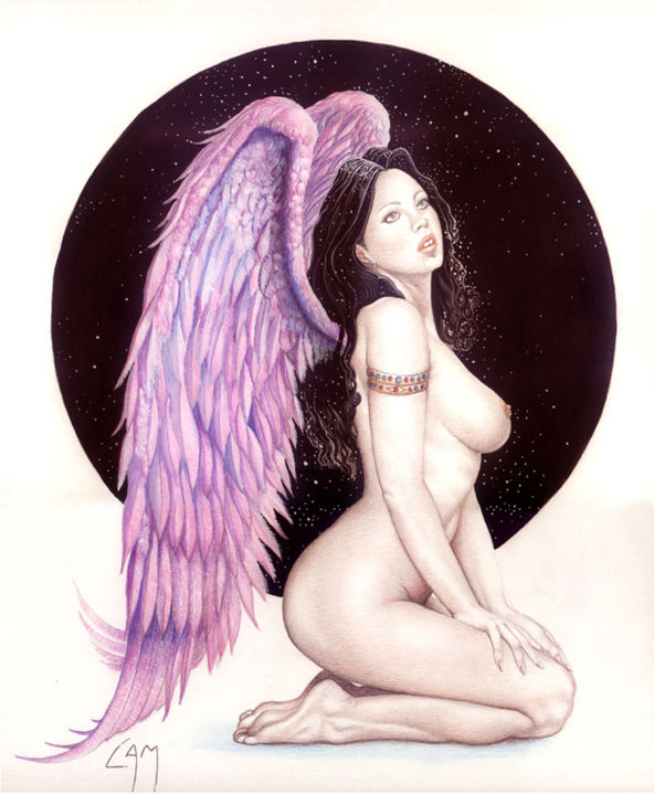 Schilderij getiteld "angel.jpg" door Marc Lambrette, Origineel Kunstwerk