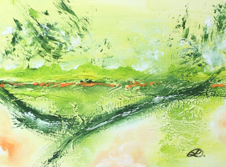 Painting titled "Nature en vibration…" by Marc Lasserre, Original Artwork, Oil
