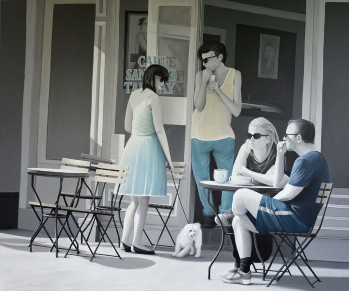 Peinture intitulée "En terrasse" par Marc Palluy, Œuvre d'art originale, Acrylique