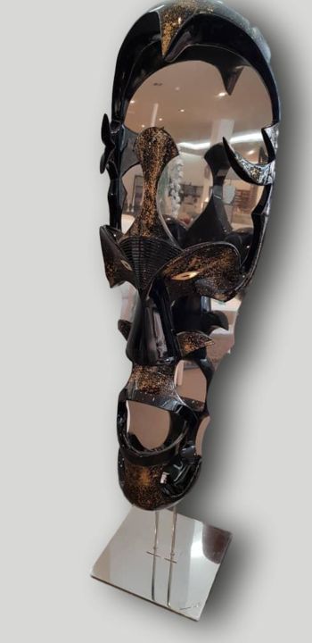 Скульптура под названием "BIG BLACK GOLD" - Marc Rolly, Подлинное произведение искусства, Дерево