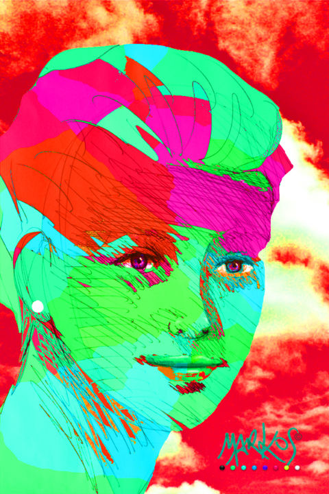 Dessin intitulée "Fille color 3." par Markos, Œuvre d'art originale, Photographie numérique