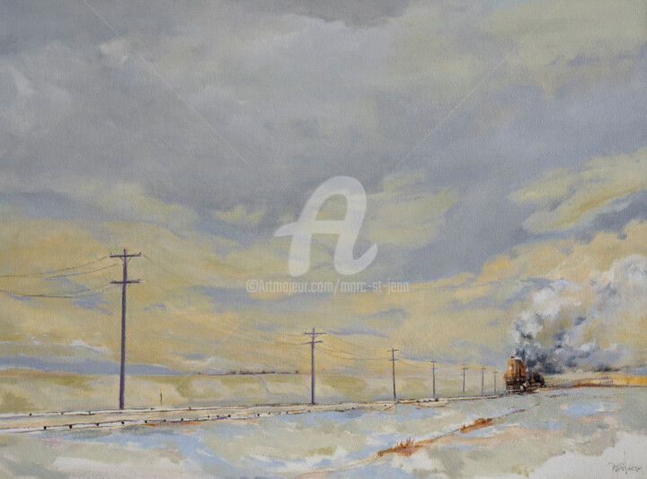 Peinture intitulée "Train 1" par Marc St-Jean, Œuvre d'art originale, Huile