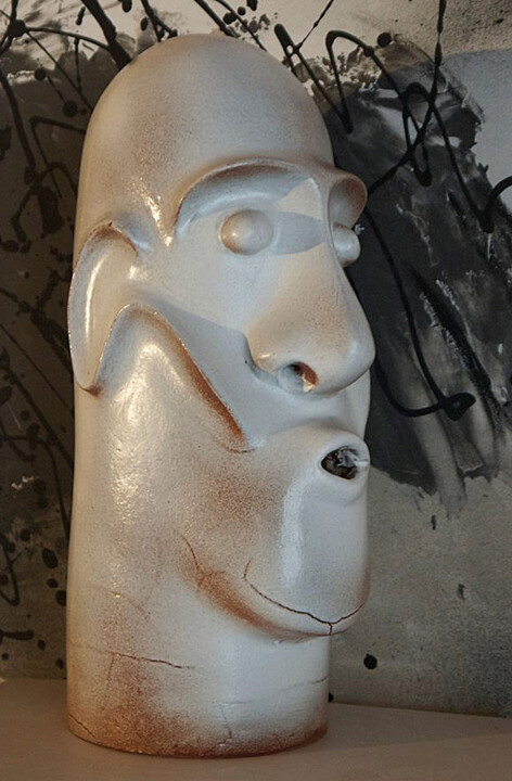 Sculpture titled "le-souffleur-face-b…" by Marc Taupin, Original Artwork, Ceramics
