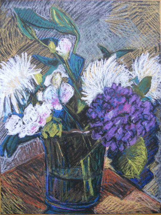 Painting titled "bouquet-de-fleurs-b…" by Marc Thiessard, Original Artwork