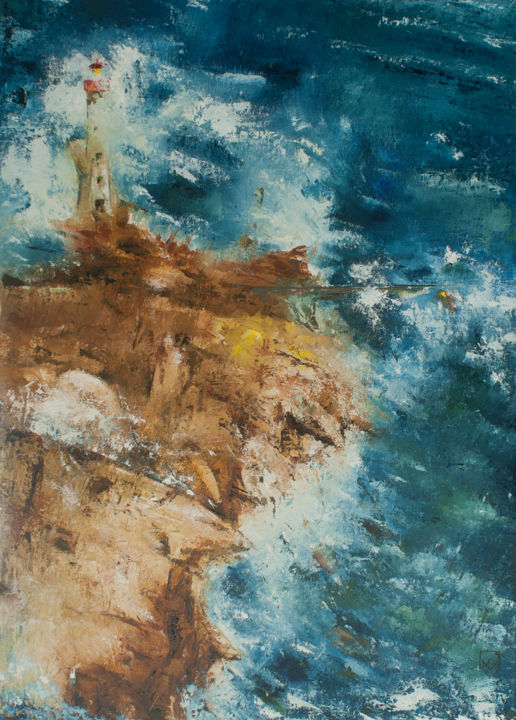 Peinture intitulée "Tempête destructrice" par Vuillermoz Marc, Œuvre d'art originale, Huile
