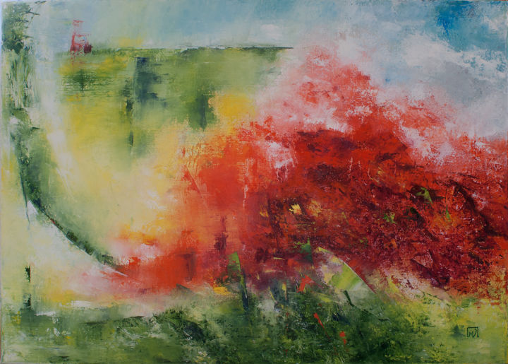 Peinture intitulée "terre en furie" par Vuillermoz Marc, Œuvre d'art originale, Huile