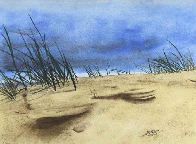 Peinture intitulée "La plage" par Marc Petremann, Œuvre d'art originale, Huile