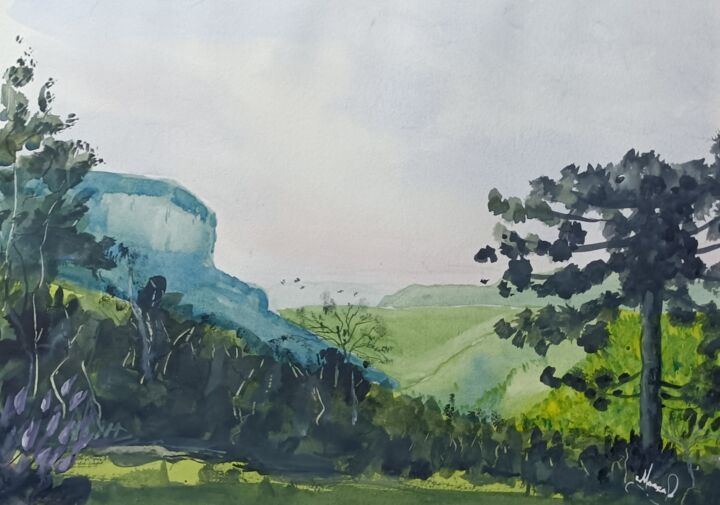 Painting titled "Monte Malakoff 2" by Marçal Francisco Bacchin Fernandes, Original Artwork, Watercolor