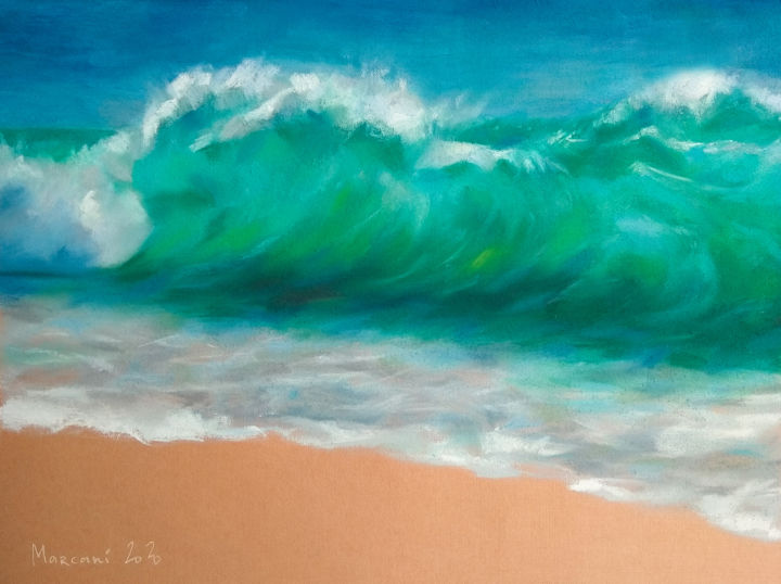 Dessin intitulée "Sea" par Marcani, Œuvre d'art originale, Pastel