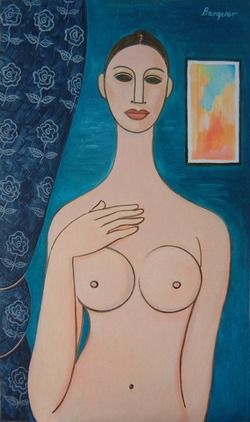 Painting titled "Female Nude" by Marc Barquer, Original Artwork