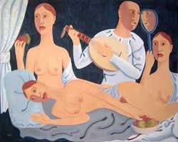 Peinture intitulée "Le Bordel" par Marc Barquer, Œuvre d'art originale