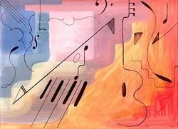 Schilderij getiteld "Music" door Marc Barquer, Origineel Kunstwerk