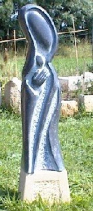 Скульптура под названием "Madone." - Seraphin, Подлинное произведение искусства, Камень