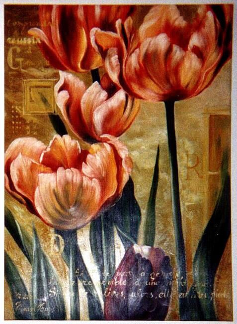 Painting titled "Tulipes et réflexio…" by Marcel Boos, Original Artwork