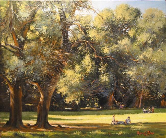 Painting titled "Après-midi au parc…" by Marcel Boos, Original Artwork