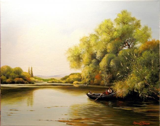 Painting titled "Rivière selon Emili…" by Marcel Boos, Original Artwork