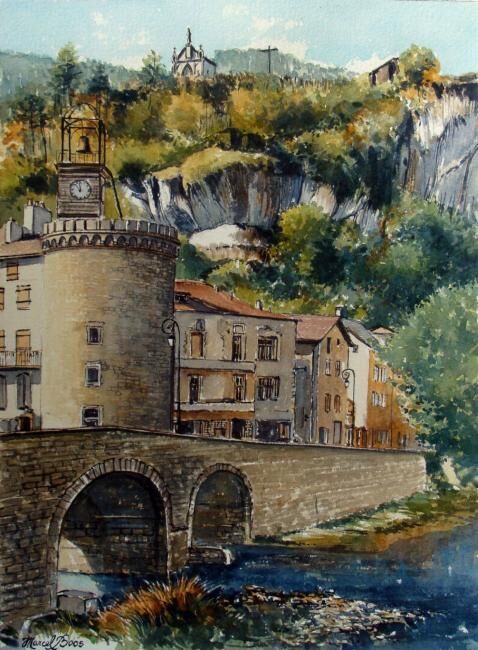 Peinture intitulée "Meyrueis (Lozère)" par Marcel Boos, Œuvre d'art originale